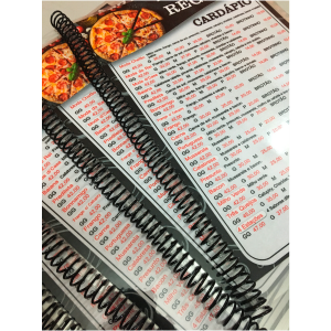 CARDÁPIO A4 PLASTIFICADO FRENTE/VERSO 4 PÁGINAS COM ESPIRAL      