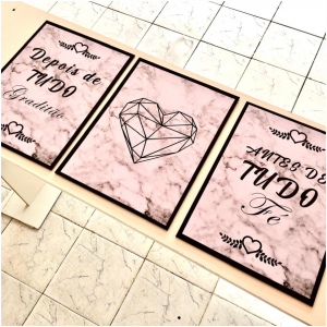 QUADRO MDF 3MM KIT COM 3 PEÇAS 70X100CM      